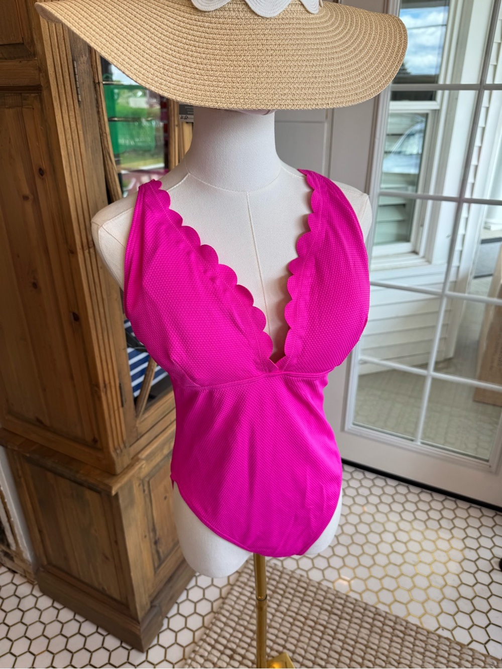 kate spade Hot Pink Scalloped One-Piece Swimsuit